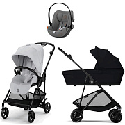 Коляска Cybex Melio Carbon Cloud G i-Size Lava Grey 3 в 1 Fog Grey/Magic Black с дождевиками