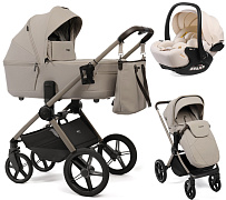Детская коляска Peppy Monaco Thermo 3 в 1 с автокреслом Verona Beige Latte (бежевый), рама бежевая