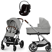 Коляска Cybex Balios S Lux SLV complete Cloud G Moon Black Plus 3 в 1 Stone Grey с дождевиками