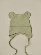 Шапочка-котелок с завязками Little Star Мишка 8405 (ЧЗ-мз) фисташковый 36