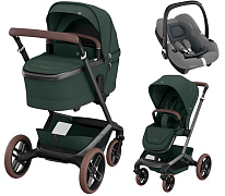 Детская коляска Maxi-Cosi Fame 3 в 1 с автокреслом CabrioFix Select grey Twillic Green/зеленый