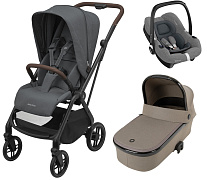 Детская коляска Maxi-Cosi Leona²  Oria 3 в 1 с автокреслом CabrioFix Select grey 1204204110 Twillic Graphite/1507470300 Luxe Twillic Truffle