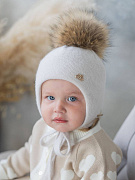Шапка НаследникЪ Выжанова зимн. с утепл.мех. помпоном на завязках НВ1101 ЧЗ жемчужный 38