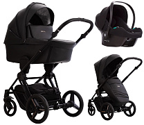 Детская коляска Bebetto Monti Pro 3 в 1 с автокреслом Avionaut Cosmo 01 Dark (черная кожа)
