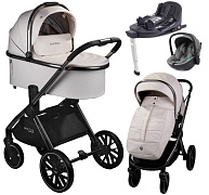 Детская коляска AmaroBaby Motus Premium Ecco 4 в 1 с автокреслом Rant Miro Olive и базой молочный