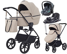 Детская коляска Rant Teo Soft 4 в 1 с автокреслом Miro Graphite и базой Beige