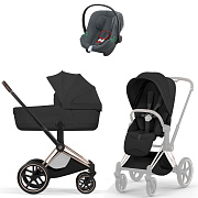 Коляска Cybex Priam V Rosegold Style Aton B2 Steel Grey 3 в 1 Sepia Black