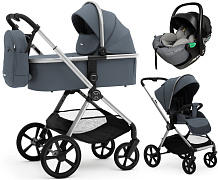 Коляска Agex Life 3 в 1 хромированная рама с автокреслом i-Safe Grey ALG590 Chrome Grey (Серый)