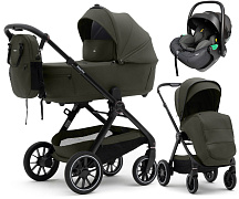 Коляска Agex Prima Pro 3 в 1 с автокреслом i-Safe Black APF664 Green (Зеленый)