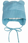 Шапочка вязаная AmaroBaby Pure Love Bear с подкладом ЧЗ голубой 42