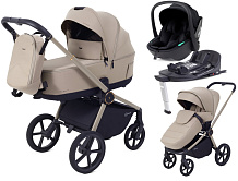 Детская коляска Rant Flex Therm Soft 4 в 1 с автокреслом Miro Black и база Sandy Beige