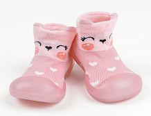 Ботиночки-носочки детские AmaroBaby First Step Animals, с дышащей подошвой розовый 24