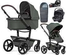 Детская коляска 4 в 1 Joolz Day 5 и автокресло Baby-Safe Core Midnight Grey и база Vario Base 5Z без адаптеров + конверт в подарок Forest green