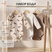 Боди Rant Таксы с длинным рукавом 6195 ЧЗ 3 шт 74