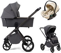 Детская коляска Peppy Monaco Plus 3 в 1 с автокреслом Jet Beige Antrazit (графитовый), рама серая