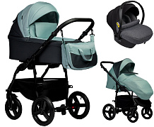 Детская коляска Indigo Impulse Eco 3 в 1 с автокреслом Avionaut Cosmo Grey Ie07 серая кожа/шалфей