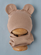 Шапка-котелок и снуд Little Star Мишка рибана начес 80932 темно-бежевый 36