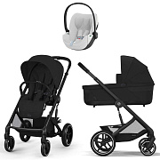 Коляска Cybex Balios S Lux BLK complete Cloud T Platinum White Plus 3 в 1 Moon Black с дождевиками