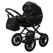 Детская коляска Adamex Chantal Retro 2 в 1 C1-A (ЧЕРНЫЙ+ЗОЛОТЫЕ МОЛНИИ)