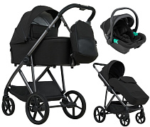 Детская коляска Pituso Mobi 3 в 1 с автокреслом Santiso Pro Black MB/01 Black
