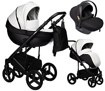 Детская коляска Indigo Tour Eco 3 в 1 с автокреслом Avionaut Cosmo Black Te10 черная кожа+белая кожа