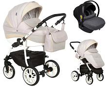 Детская коляска Indigo Indigo New 3 в 1 с автокреслом Avionaut Cosmo Grey In01 бежевый