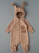 Комбинезон с отстегивающимся капюшоном футер с начесом Little Star Рысенок 823015 (ЧЗ-мз) бежевый 62