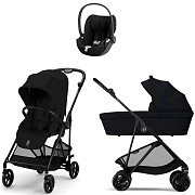 Коляска Cybex Melio Carbon Cloud T i-Size Sepia Black 3 в 1 Magic Black с дождевиками