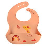 Нагрудник Pituso силиконовый с рисунком Peach (Персиковый)