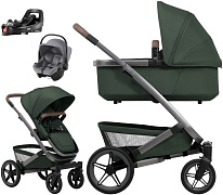 Детская коляска 4 в 1 Joolz Geo5 и автокресло Baby-Safe Core Frost Grey и база Vario Base 5Z без адаптеров Forest Green