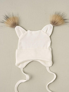 Шапочка-котелок с завязками Little Star Рысенок 8405 (ЧЗ-мз) крем 38