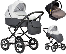 Детская коляска Indigo Charlotte Sity Classic 12 3 в 1 с автокреслом Avionaut Cosmo Beige Cs05 т.серый+св.серый