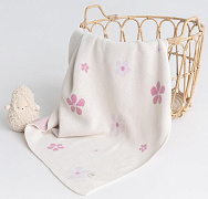 Плед Mimibaby Цветы (хлопок) HL0052 молочный