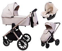 Детская коляска Peppy Monaco GP 3 в 1 с автокреслом Rise Milk Beige рама беж