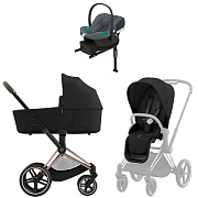 Коляска Cybex Priam IV Rosegold complete Aton B2 Steel Grey Base One 4 в 1 Sepia Black