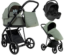 Детская коляска Roan Sol 2.0 3 в 1 с автокреслом Pituso Baesa Pro Black SLL/33/T Sage Green/Black/руч.Black