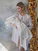 Конверт на выписку НаследникЪ Выжанова Рококо плед с поясом 95х95 см. экрю