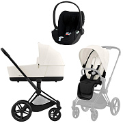 Коляска 3 в 1 Cybex Priam IV Matt Black complete и автокресло Cloud T i-Size Sepia Black Plus Off White