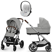 Коляска Cybex Balios S Lux SLV complete Cloud T Platinum White Plus 3 в 1 Stone Grey с дождевиками