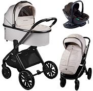Детская коляска AmaroBaby Motus Premium Ecco 4 в 1 с автокреслом Rant Miro Brown и базой молочный