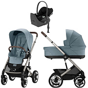 Коляска Cybex Talos S Lux TPE complete Cloud T Sepia Black Base T 4 в 1 Stormy Blue с дождевиками
