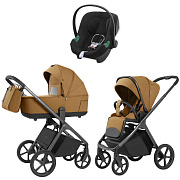Коляска Carrello Vector 2025 CRL-6551 и автокресло Cybex Aton B2 Volcano Black 3 в 1 Golden Beige
