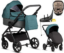 Детская коляска Tutis Leo 3 Plus 4 в 1 с автокреслом Beno Beige и базой 1582307 Sea Blue