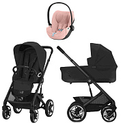 Коляска Cybex Talos S Lux BLK complete Cloud T Peach Pink Plus 3 в 1 Moon Black с дождевиками