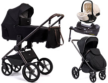 Детская коляска Peppy Monaco Thermo 4 в 1 с автокреслом Verona Beige и базой Black (черный), рама серо-коричневая