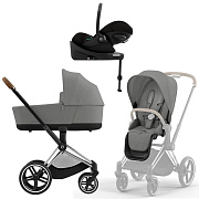 Коляска Cybex Priam IV Chrome Brown complete Cloud G Moon Black Plus Base G 3 в 1 Mirage Grey