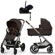 Коляска Cybex Balios S Lux TPE complete Cloud G Ocean Blue Plus Base G 4 в 1 Chocolate Brown с дождевиками