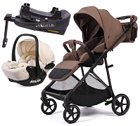Прогулочная коляска Peppy Amici с автокреслом Verona Beige и базой Mocca рама Mocca