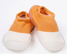 Ботиночки-носочки детские Amarobaby First Step Pure с дышащей подошвой оранжевые 23