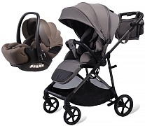 Прогулочная коляска Peppy Amici с автокреслом Verona Brown Grey серый, рама серая